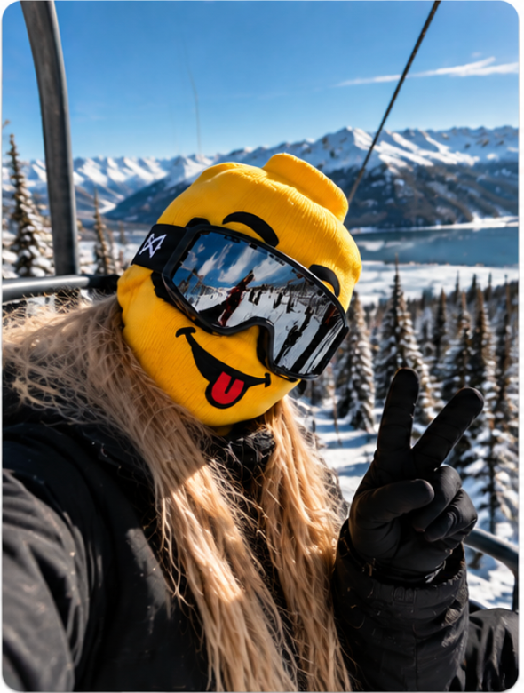 Selfie télésiège en SkiGoule