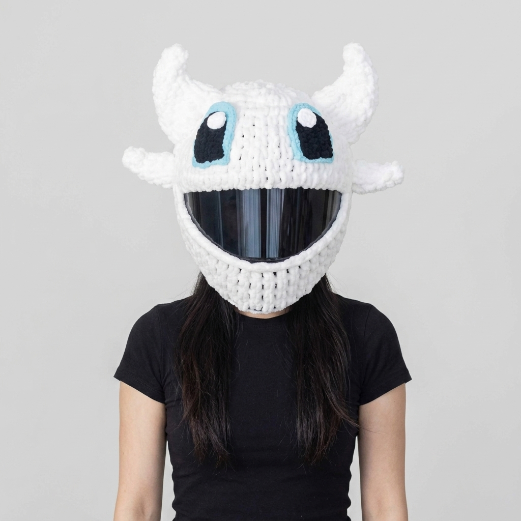 Couvre-casque Dragon blanc